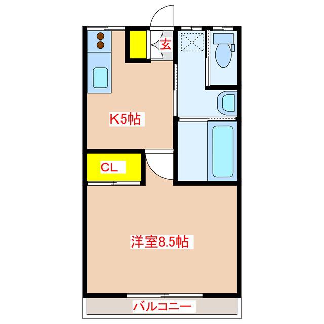 コーポサカエ シングルハウスII(1DK/1階)の間取り写真