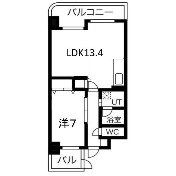 阪神ハイグレードマンション15番館(1LDK/4階)の間取り写真