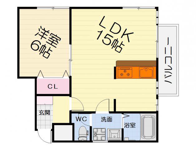 ハイツM3HAMADERA(1LDK/1階)の間取り写真