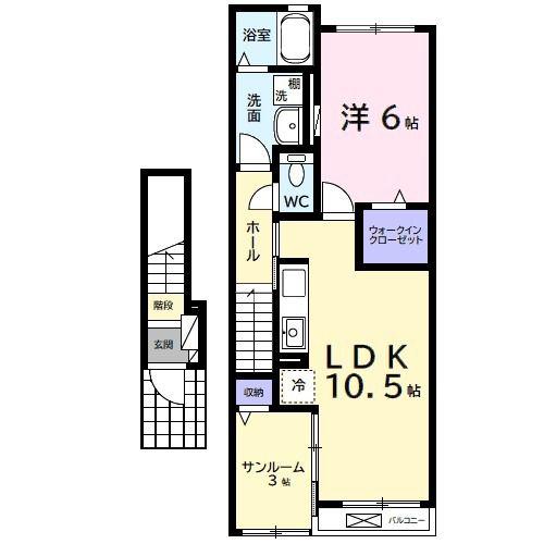 ザ サーフ(1LDK/2階)の間取り写真