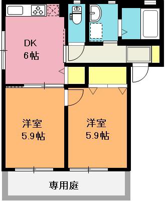 フラックス本山(2DK/1階)の間取り写真