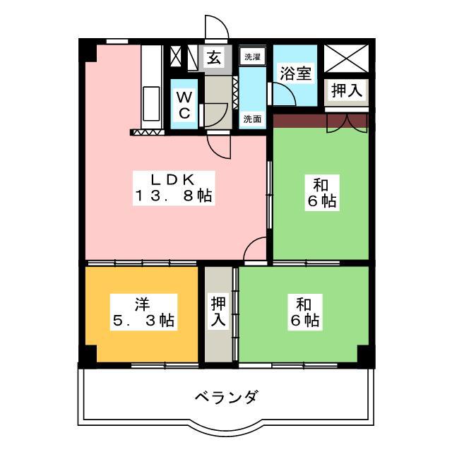 コンフォトゥール(3LDK/2階)の間取り写真