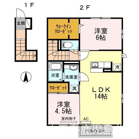 SUNFLOWERHILLS(2LDK/2階)の間取り写真