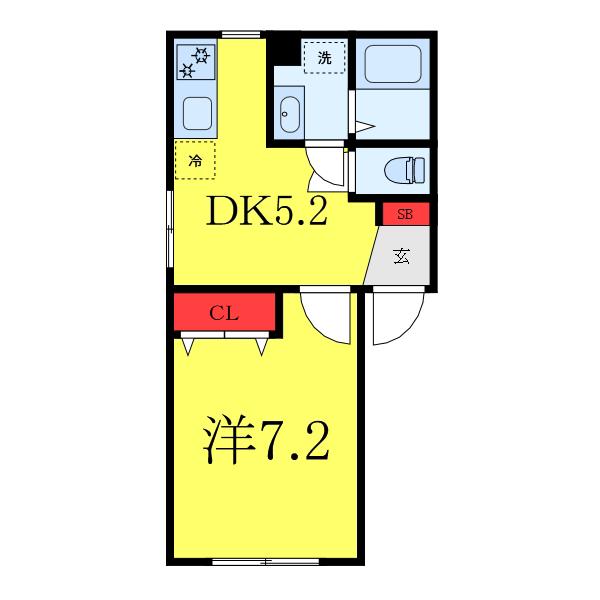 ジュエシュピーレン蓮根(1DK/4階)の間取り写真