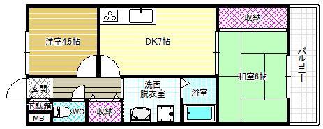 さんさん松原(2DK/3階)の間取り写真