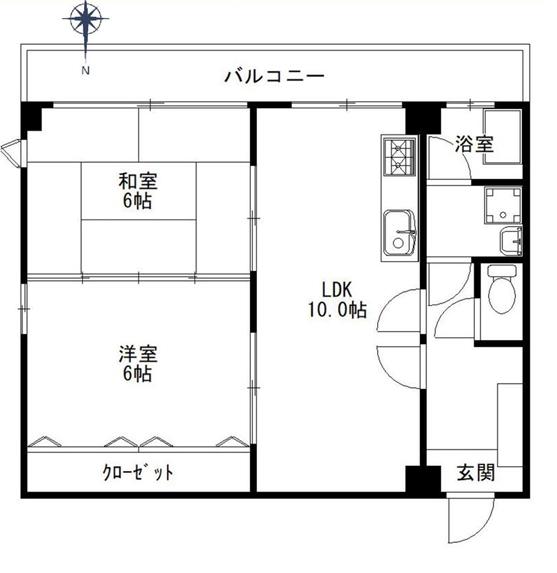 BELLTREE神撫町(2LDK/2階)の間取り写真