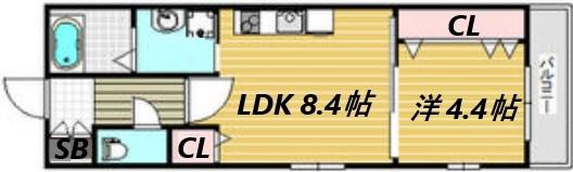 LA VIE BELLE 宝山町(1LDK/3階)の間取り写真