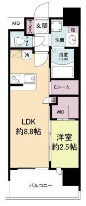 セレニテ難波グランデノール(1LDK/4階)の間取り写真