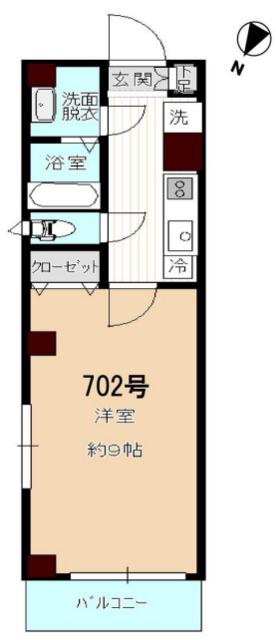 ペアパレス鍋横(1K/7階)の間取り写真