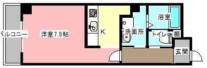 プラザ四天王(1K/4階)の間取り写真