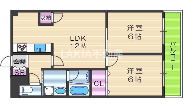 くすのきハイツ(2LDK/2階)の間取り写真