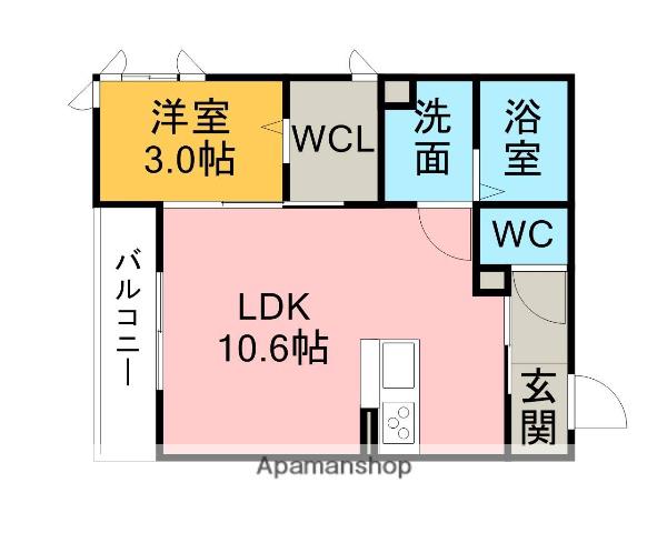 マルグリッドN棟(1LDK/2階)の間取り写真