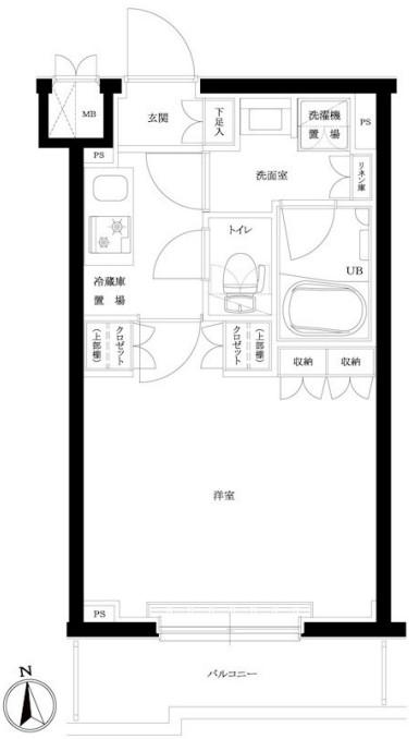 ルーブル川崎宮前平(1K/4階)の間取り写真