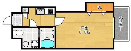 サウスヒルズ長柄(1K/5階)の間取り写真