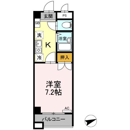 セジュール浦上(1K/4階)の間取り写真