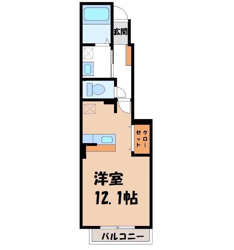 ブローテ(1K/1階)の間取り写真