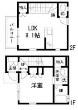 VILLA K(1LDK/1階)の間取り写真