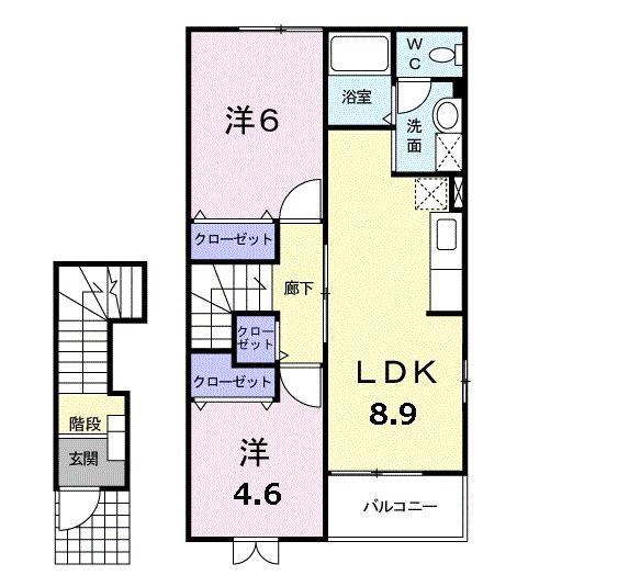 サンライト藤(2DK/2階)の間取り写真