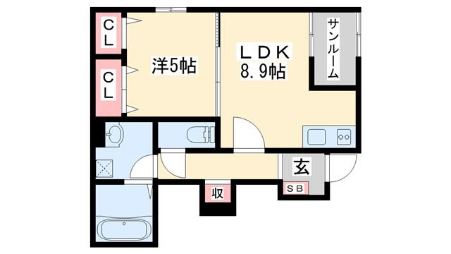 マジェスティII(1LDK/1階)の間取り写真