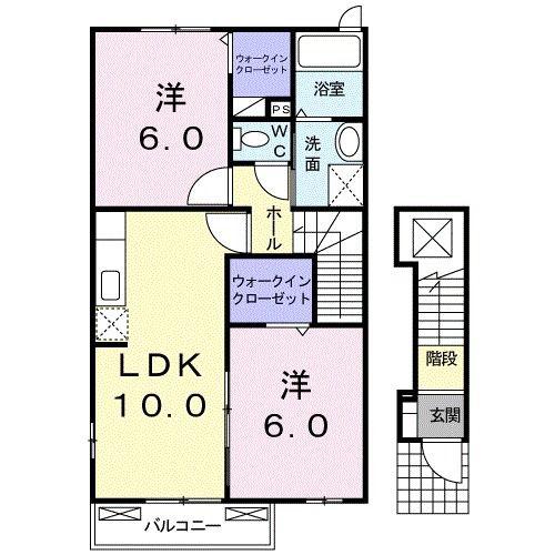 YSコート四番館(2LDK/2階)の間取り写真