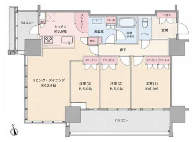 ブランズタワー芝浦(3LDK/11階)の間取り写真
