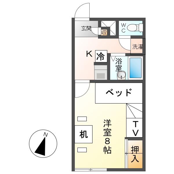 レオパレスパーク森山(1K/1階)の間取り写真