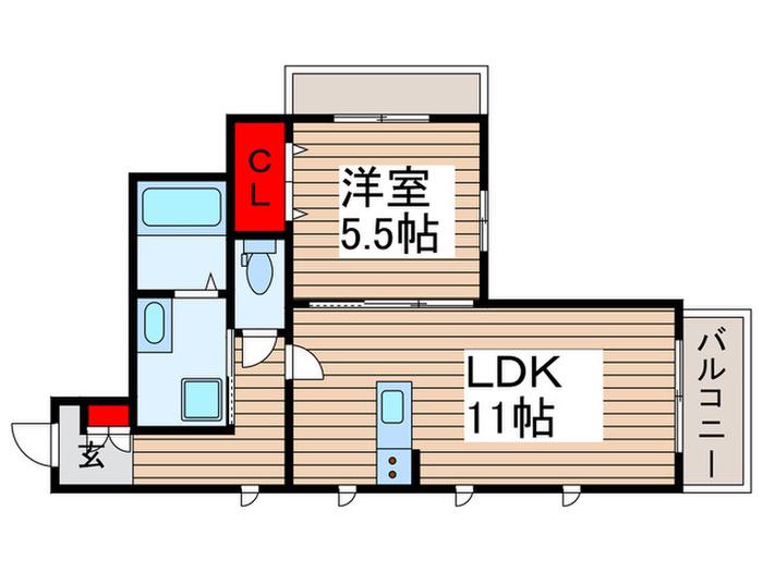 AURORO(1LDK/2階)の間取り写真