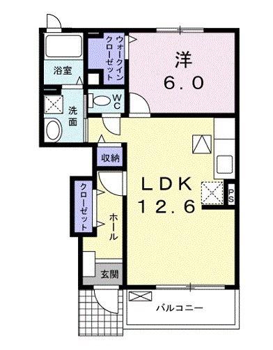 プラシードS I(1LDK/1階)の間取り写真