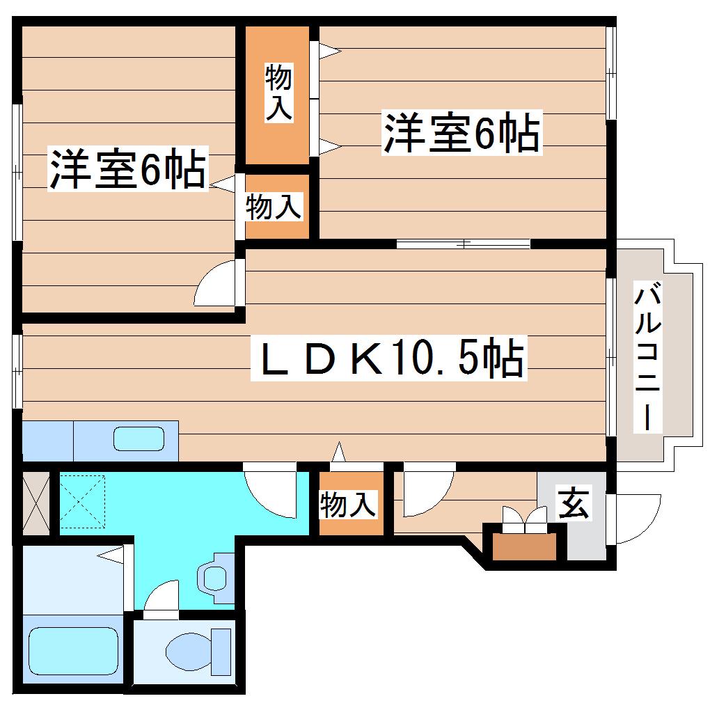 サンフローラ(2LDK/1階)の間取り写真
