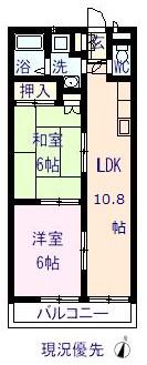 手城コーポ(2LDK/2階)の間取り写真