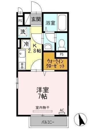フォルトゥーナ(1K/2階)の間取り写真