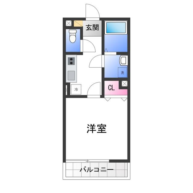 ALEGRIA泉佐野鶴原サウス(1K/1階)の間取り写真