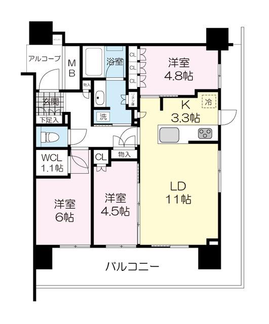 グランドメゾン勾当台通ザ・タワー901(3LDK/9階)の間取り写真