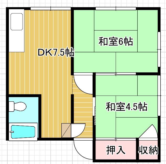 三沢コーポ(2DK/2階)の間取り写真