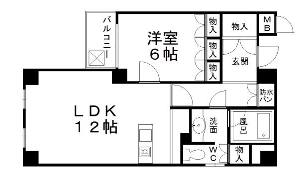 日宝ライフ岸里(1LDK/2階)の間取り写真