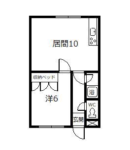 ハイツシャトー(1DK/2階)の間取り写真