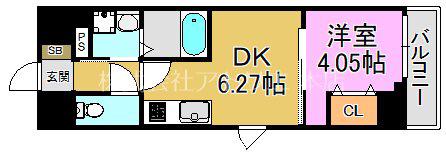 LUCK FIELD(1DK/8階)の間取り写真