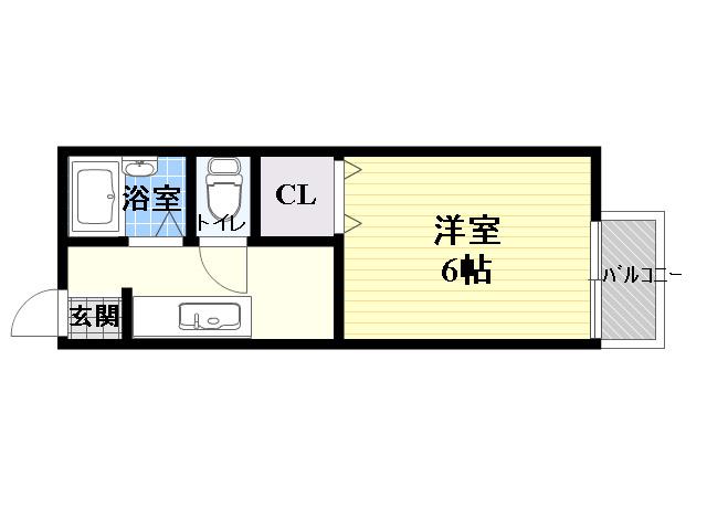 パティオ新森(ワンルーム/2階)の間取り写真
