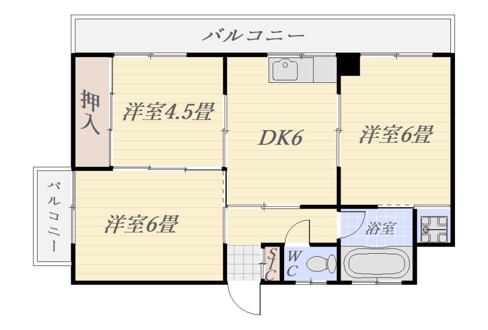 第二旭ビル(3DK/3階)の間取り写真