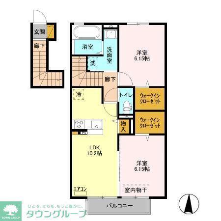 フルール・ド・スリジェIII(2LDK/2階)の間取り写真