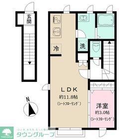 ザルツブルク(1LDK/2階)の間取り写真