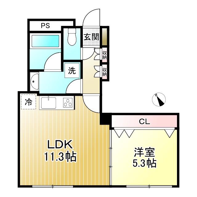 マンション高橋(1LDK/1階)の間取り写真
