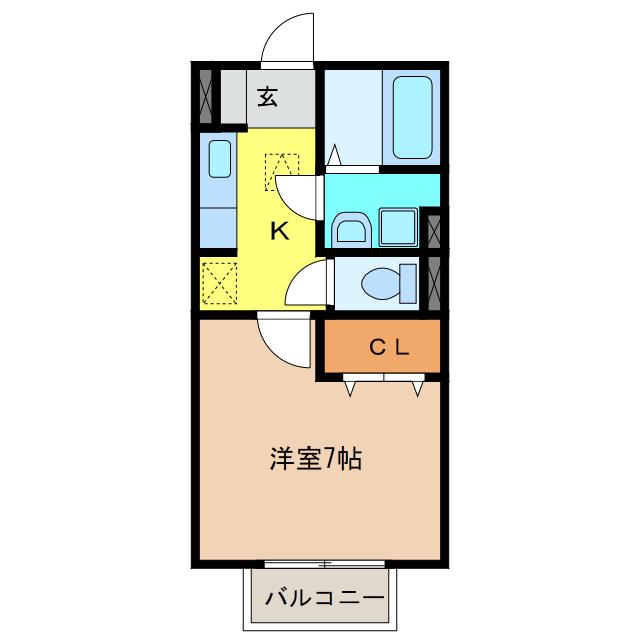 サンシティ スズイ E(1K/1階)の間取り写真