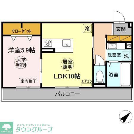グラシアおおたかの森(1LDK/3階)の間取り写真