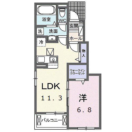グラース 17(1LDK/1階)の間取り写真