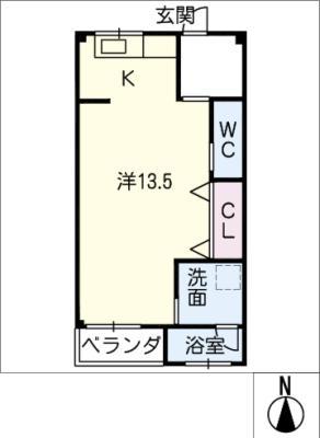 マンション富士(ワンルーム/2階)の間取り写真