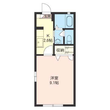 レジェンドヤマト大泉(1K/2階)の間取り写真