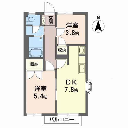 フレグランス菜恵C(2DK/2階)の間取り写真