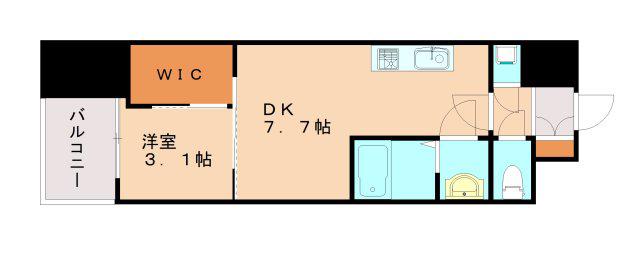 セレニテ神戸駅前アリエ(1DK/14階)の間取り写真