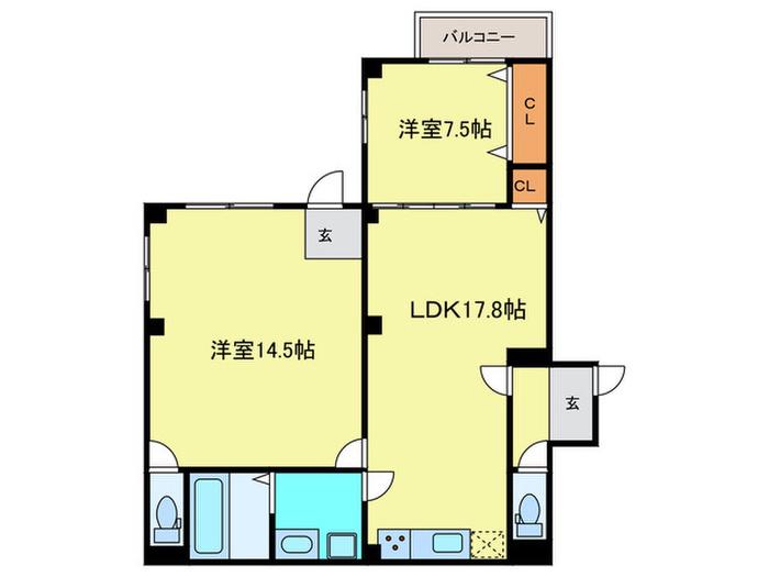 ルクソール(2LDK/1階)の間取り写真